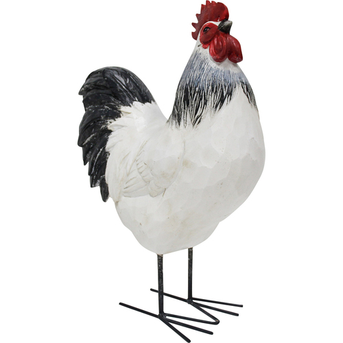 LVD Resin Rooster Tall Sculpture Home Decor 36x34cm - White