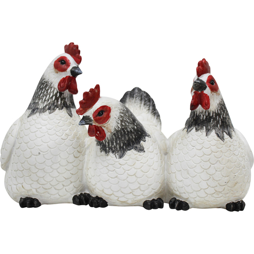 LVD Resin Chicken Friends Sculpture Home Decor 29x17cm - White