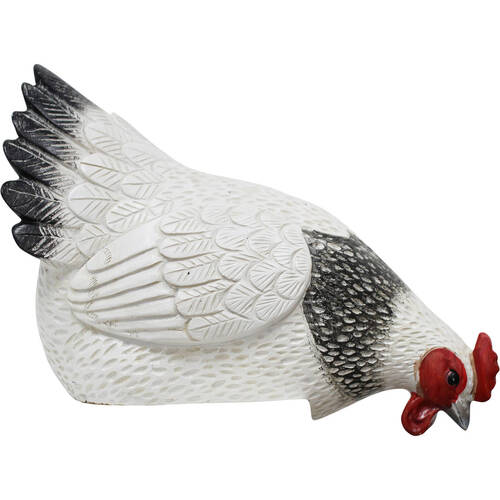 LVD Resin Sitting Hen Home/Garden Decor 26x16cm - White