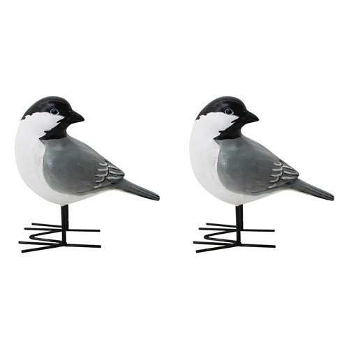 2PK LVD Resin 17cm Dark Finch Bird Home Decorative Figurine - Grey