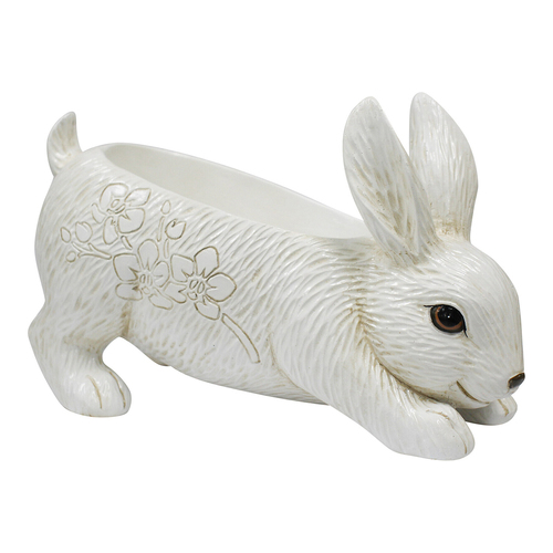 LVD Resin 20.5cm Rabbit Planter Decor Ornament - White