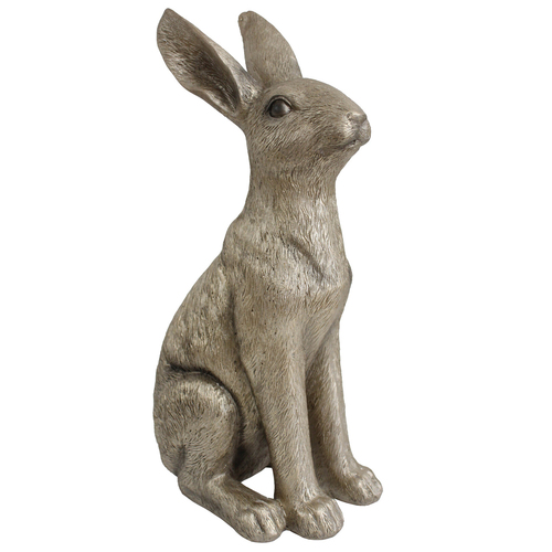 LVD Polyresin Sculpture Sitting Hare Home/Office Decor Champagne Medium