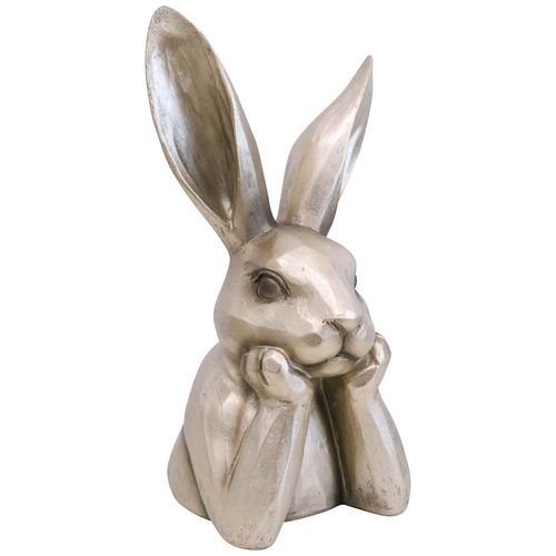 LVD Polyresin Sculpture Hare Contemplating Home Decor Gold Small