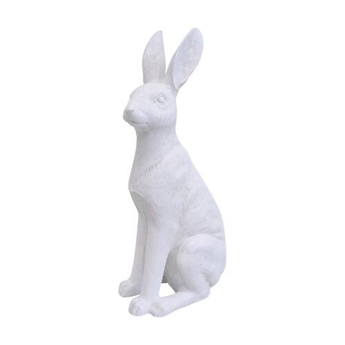 LVD Polyresin Sculpture Sitting Hare Aged Home/Office Decor White Large
