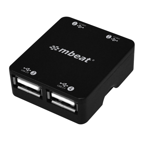mbeat Super Mini 4 Port USB 2.0 Hub w/Tuck-Away Cable Design