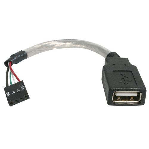 6in USB 2.0 Cable - USB A Female to USB Motherboard 4 Pin Header F/F