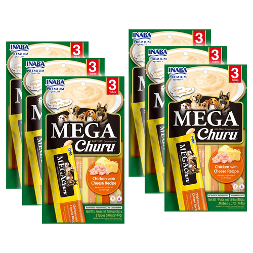 6x 3pc Inaba Churu Dog Menu Mega Churu Chicken/Cheese Recipe Pet/Dog Treat