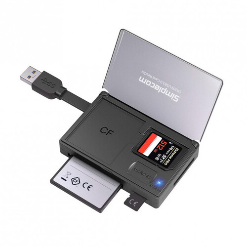 Simplecom CR309 3-Slot SuperSpeed Male USB 3.0 Card Reader w/ Storage Case