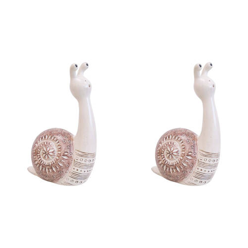 2PK LVD Tall Snail Resin Figurine Small Home Decor 10x15cm - Bolt