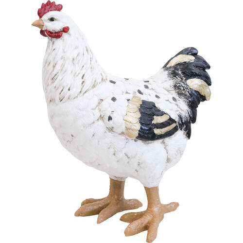 LVD Standing Chicken Resin Sculpture Home/Garden Decor 26.5cm White
