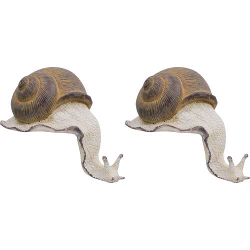 2PK LVD Ledge Snail Resin Figurine Display Decor 16x13cm Large