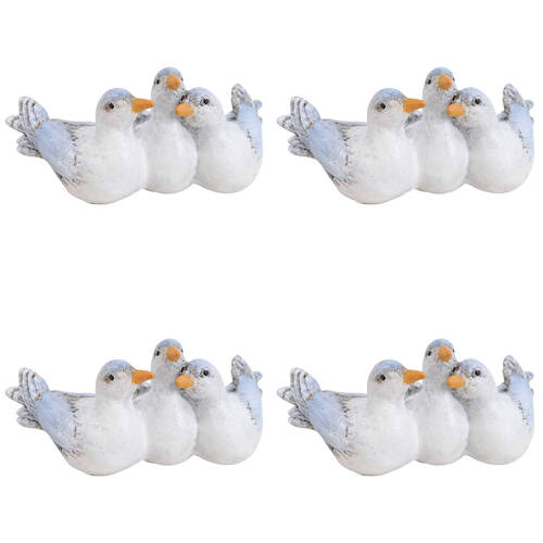 4PK LVD Triple Sea Birds Resin Figurine Home Decor 11.5cm
