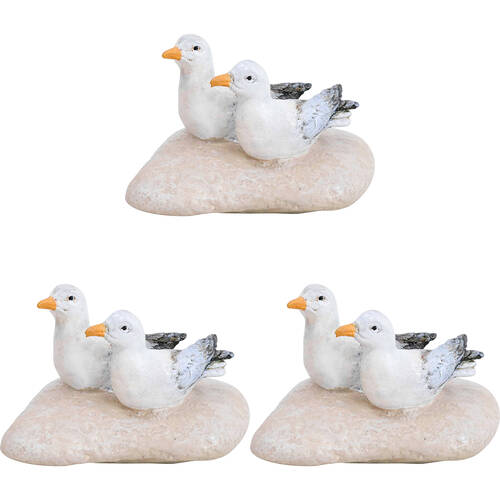 3PK LVD Seagulls On Rock Resin Figurine Home Decor 10.5cm