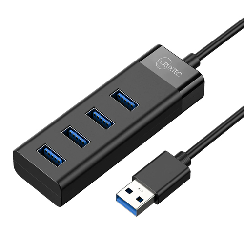 Cruxtec UU3-H4-BK 4 Port High Speed USB-A 3.0 Hub