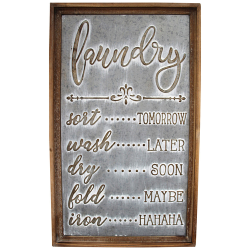LVD Metal/Wood Signboard Laundry Rules Home/Shop Decor 65.5cm