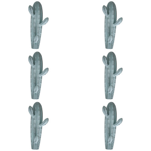 6PK LVD Metal Cactus Hook Decorative Home/Office Decor 9x22cm Blue