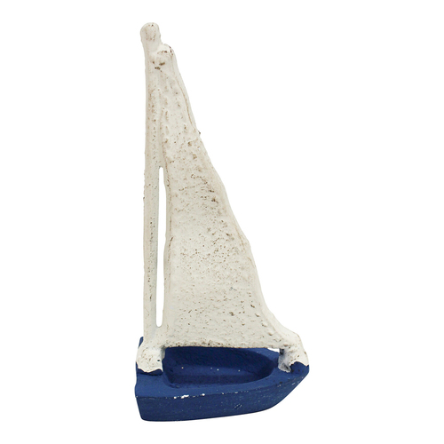 LVD Metal 17cm Single Sailing Boat Bookend - White/Blue
