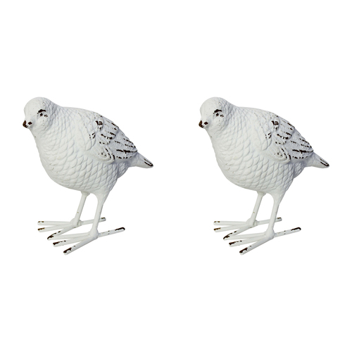2PK LVD Metal 13.5cm Standing Bird Ornament Decor - White