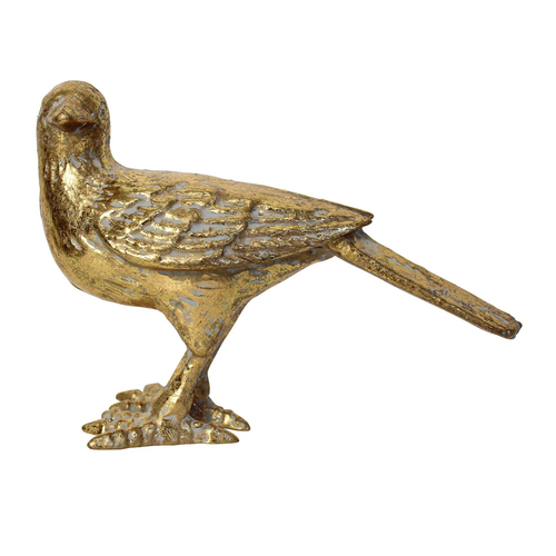 LVD Metal 17cm French Bird Garden Ornament Statue - Gold