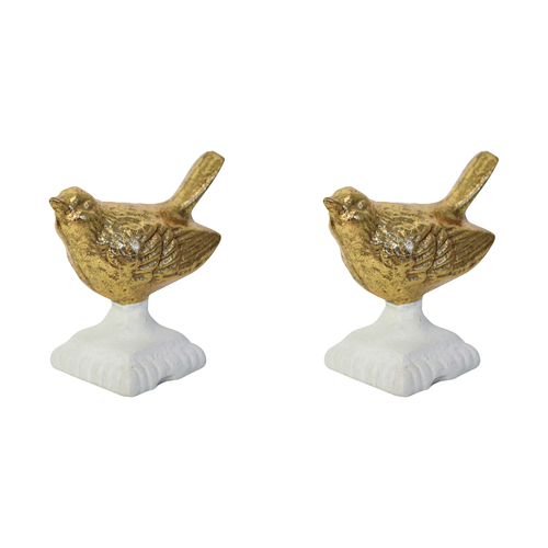 2PK LVD Metal 10cm Vintage Bird Sculpture Ornament - Gold