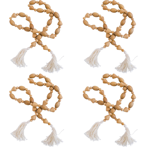 4PK LVD Birch Wood Bead Tassel Home/Lounge Decor 120cm - Coast