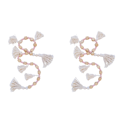 2PK LVD Wooden Bead Tassel Home Decor 100cm - Dusty Pink