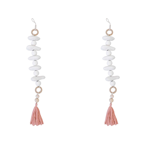 2PK LVD Iron/Wood Bead Tassel Organic Home Decor 75cm