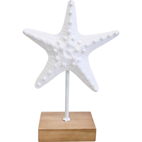 LVD Iron/MDF Starfish on Stand Home Decor 16x22.5cm - White