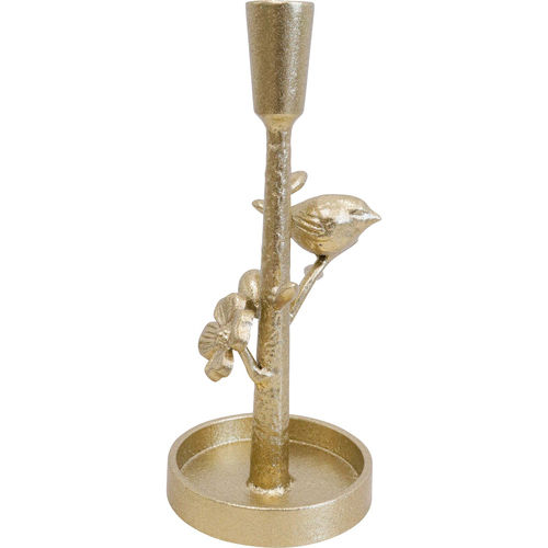 LVD Birds Iron Taper/Stick Candle Holder Small Home Decor - Gold