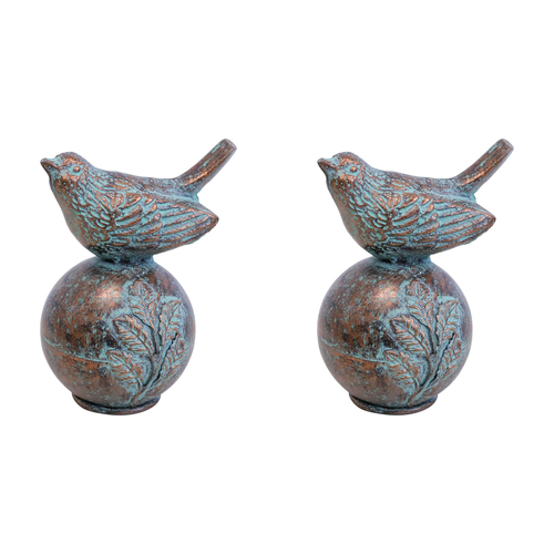 2PK LVD Iron Garden Bird 2 Sculpture Garden Decor 10x13.5cm