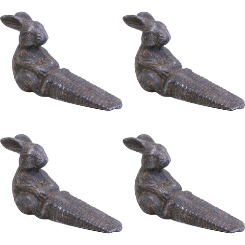 4PK LVD Iron Doorstop Rabbit Home/Room Floor Decor 15.5x9cm - Dark