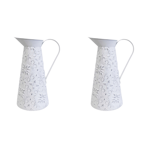 2PK LVD Water/Juice Vintage Jug Pitcher Large 36cm - White