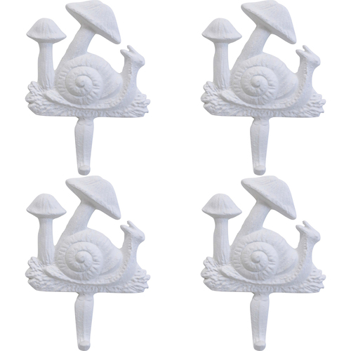 4PK LVD Toadstool Single Hanging Iron Hooks Home Decor - White