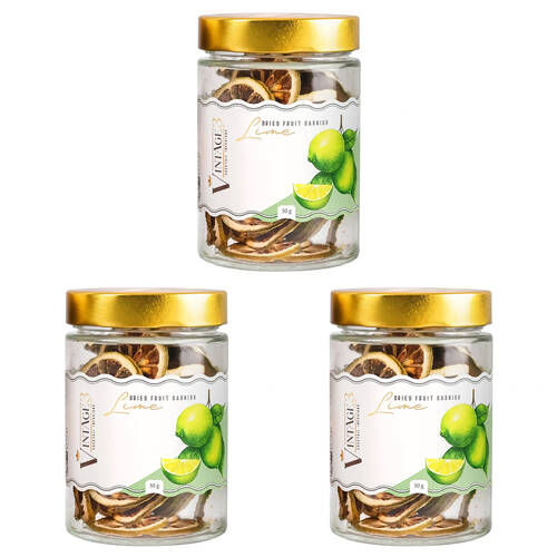 3PK Hot Shots Vintage 3 Dried Fruit Cocktail Garnish Lime 50g