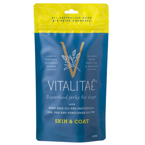 Vitalitae Dog Jerky - Skin & Coat w/ Hemp Oil & Protein 150g