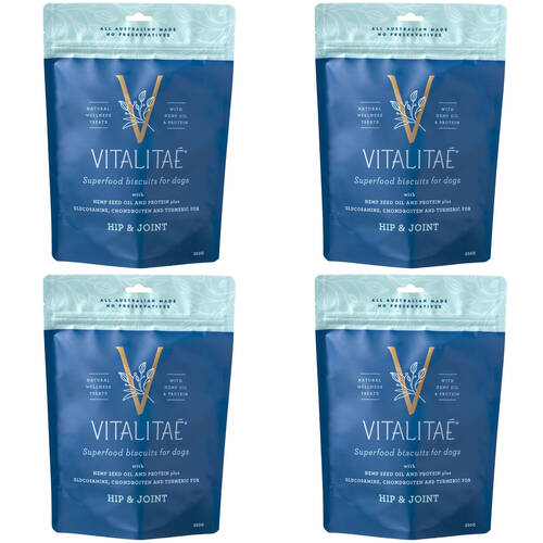 4PK Vitalitae Dog Biscuits - Hip & Joint w/ Hemp Oil & Protein 350g