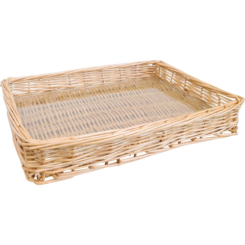 LVD Saint Tropez Wicker Willow Tray Rectangle w/ Glass 40x30cm - Natural