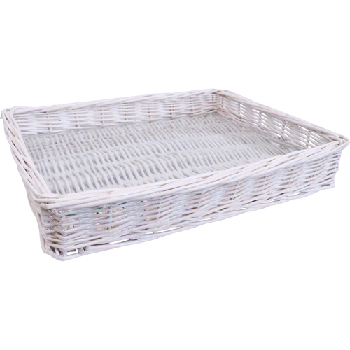 LVD Saint Tropez Wicker Willow Tray Basket Rectangle 40x30cm - White