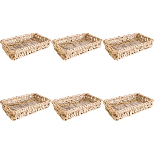 6PK LVD Tray Utility Basket Rectangle 10x20cm Willow/Glass - Natural