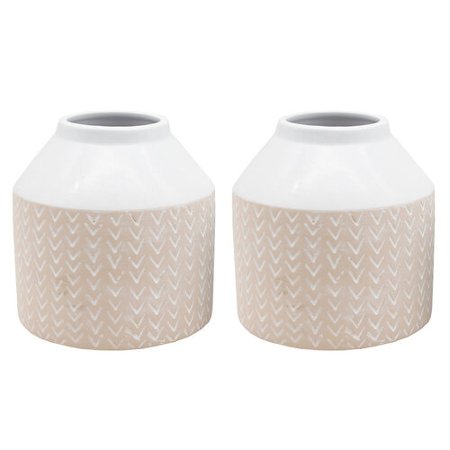 2x DWBH Ceramic 14x15cm Vase Home/Room Art Desktop Decoration