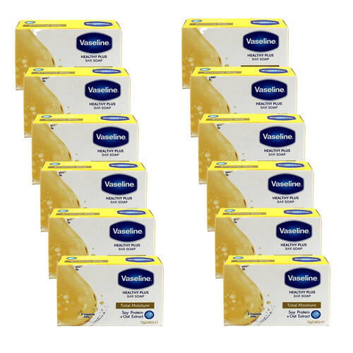 12PK Vaseline Total Moisture Hydrating Soap Cleansing Bar For All Skin Types 75g