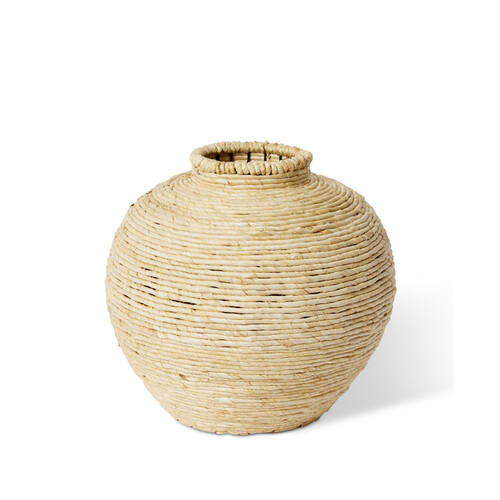 E Style Ratan Bomani Round Vessel Home Decor 33x28cm - Natural