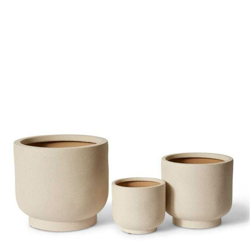 3pc E Style Anders 23/30/44cm Ceramic Planter w/ Hole Set Round - Grey