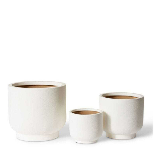 3pc E Style Anders 23/30/44cm Ceramic Planter w/ Hole Set Round - White