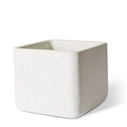 E Style Terrazzo Miles 42cm Square Planter w/ Hole Decor - White