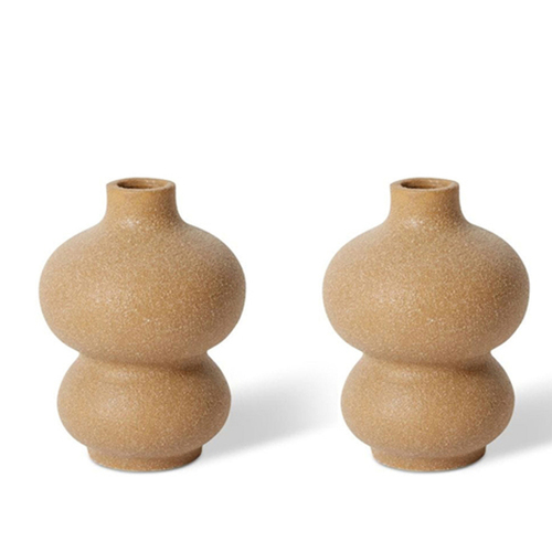 2PK E Style Amara 15cm Ceramic Flower Vase Decor - Brown
