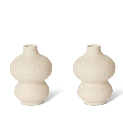 2PK E Style Amara 15cm Ceramic Flower Vase Decor - Cream