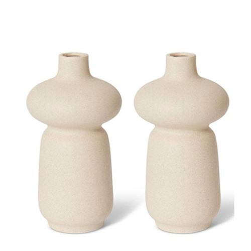2PK E Style Aspen 20cm Ceramic Flower Vase Decor - Cream