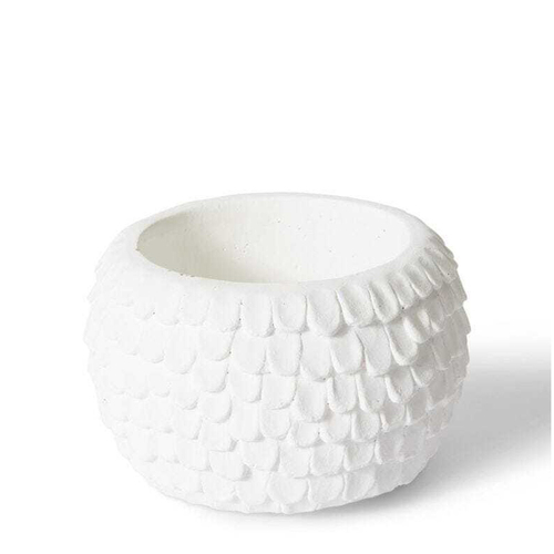 E Style Eason 19cm Cement Plant Pot Round Decor - White