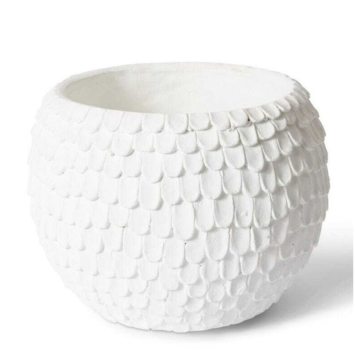 E Style Eason 32cm Cement Plant Pot Round Decor - White
